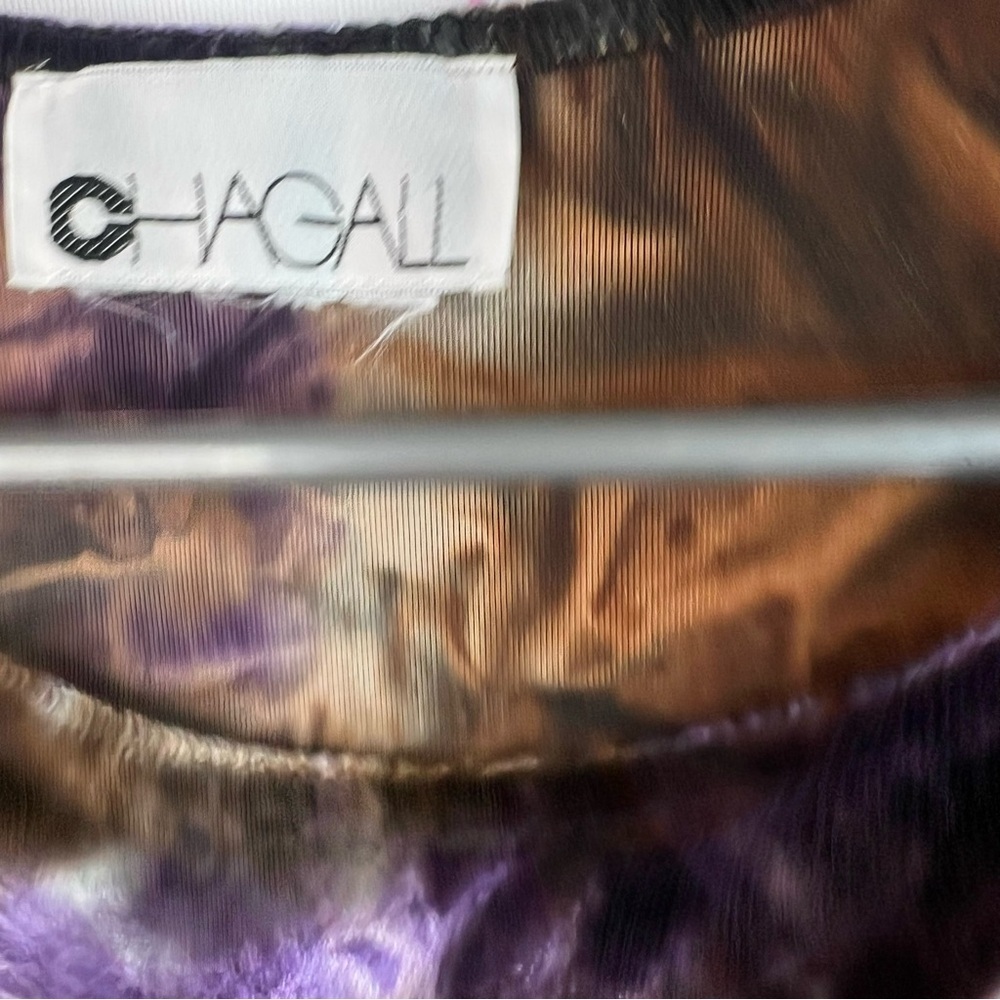 Chagall long sleeve tie dye soft Chic Velvet Long Sleeve Top in Purple and Brown - Picture 9 of 11